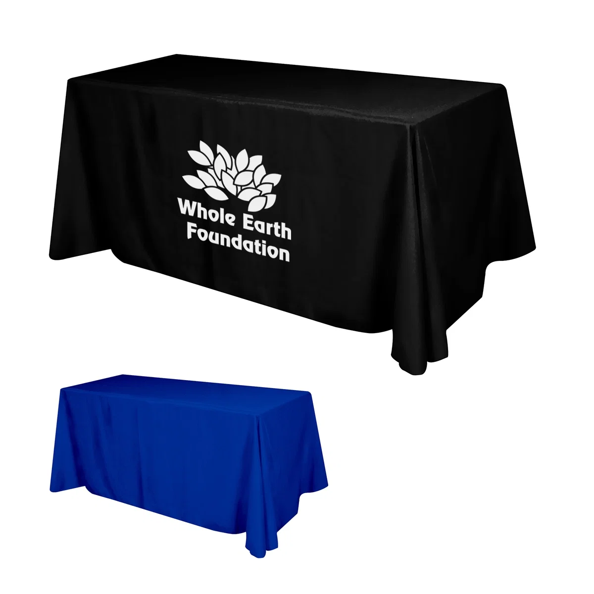 Flat cover fitted to a standard rectangular trade show table