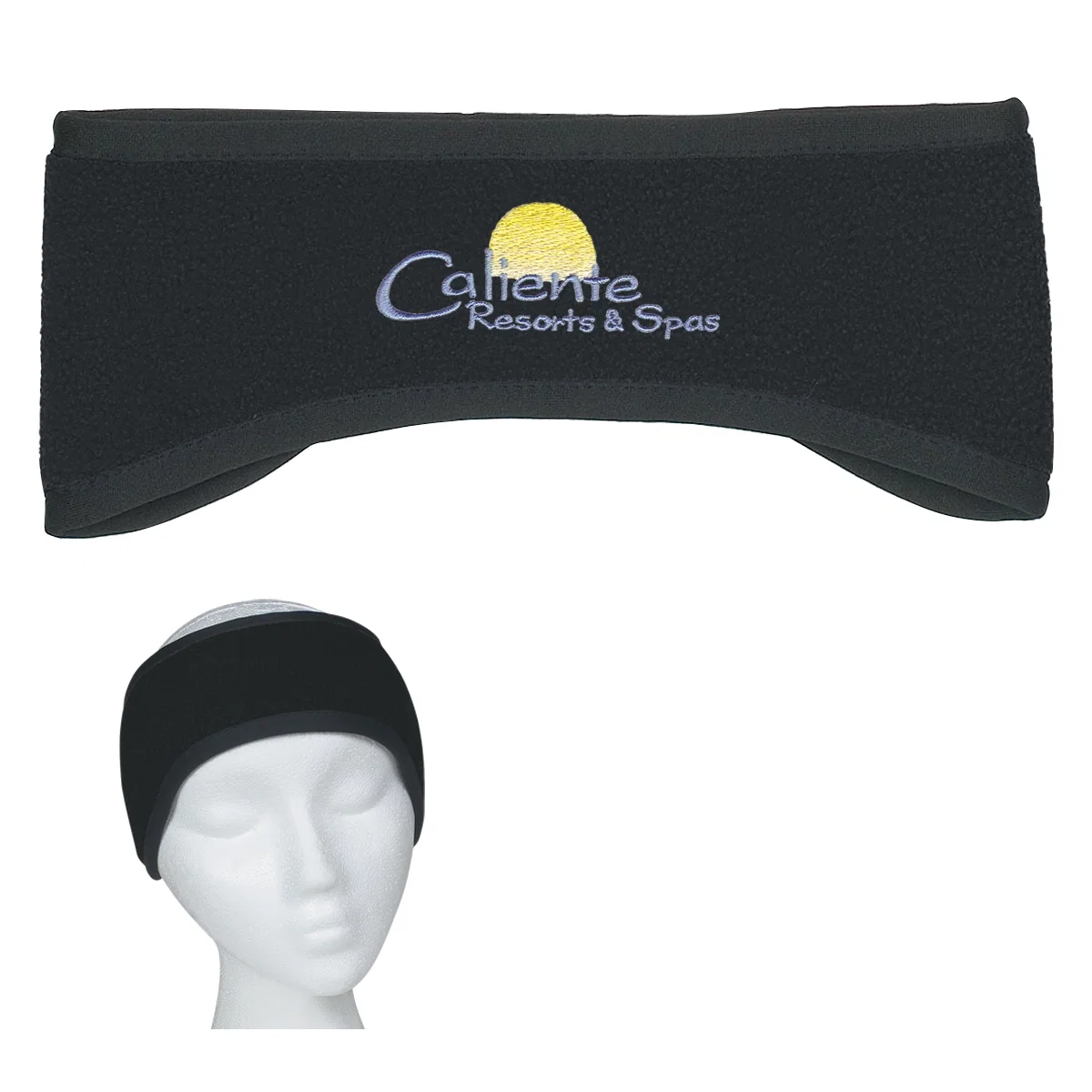 Fleece ear band shown flat with contrast trim