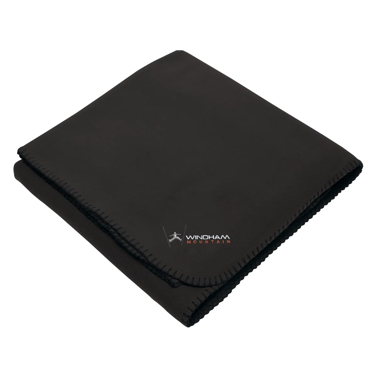 Charcoal throw shown partly folded and stacked