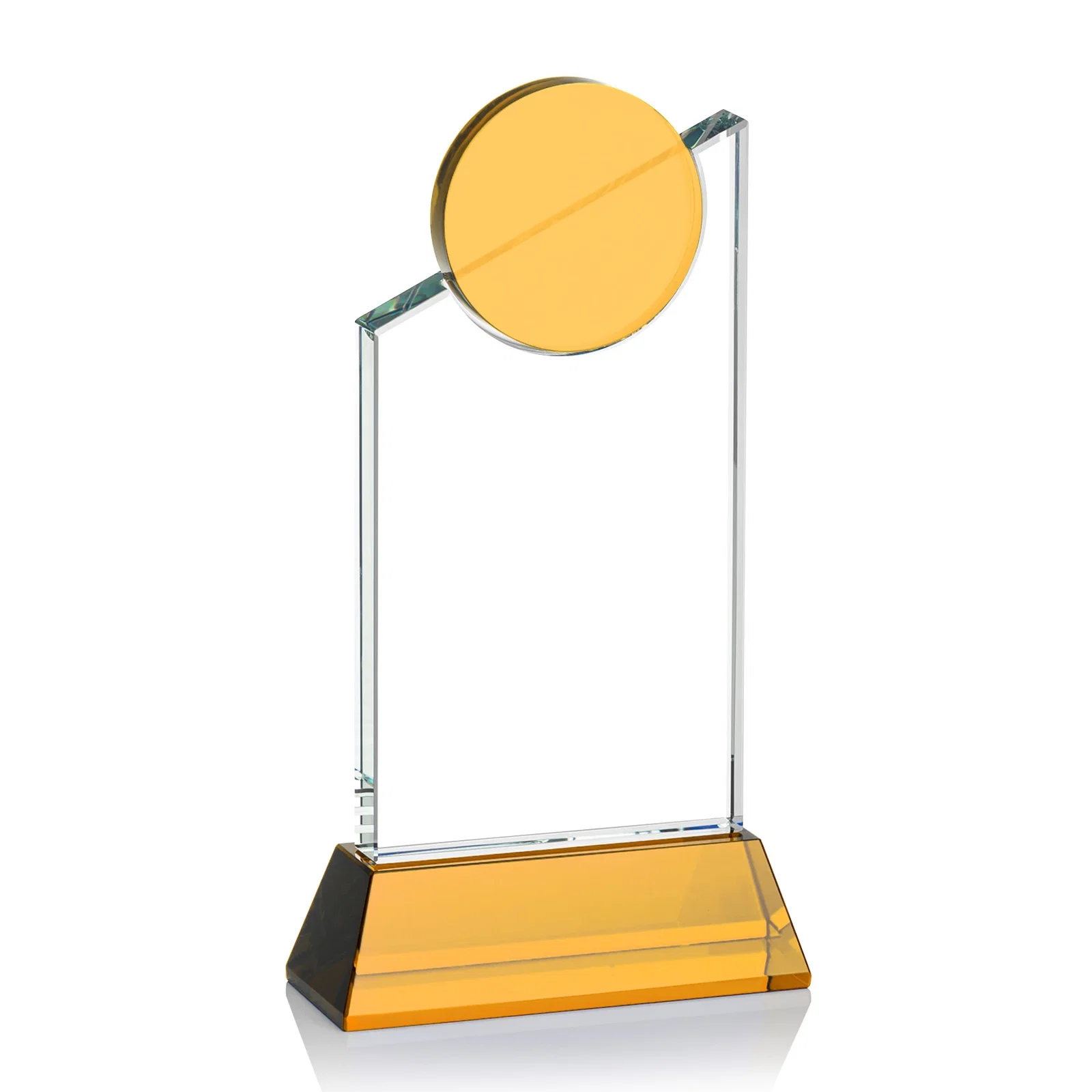 Personalized Optical Crystal Tower Award with Colored Crystal Disc Inset, awards for team milestone celebrations