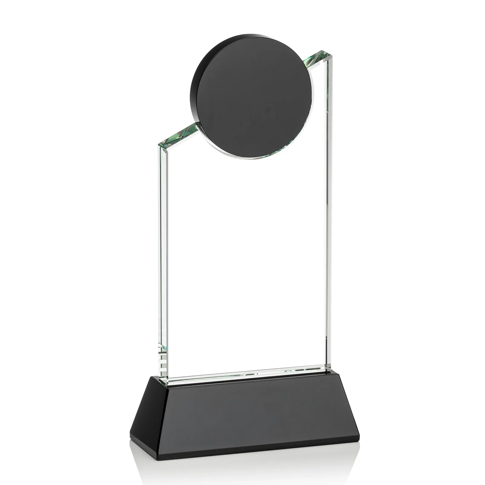 Personalized Optical Crystal Tower Award with Colored Crystal Disc Inset, awards for donor appreciation