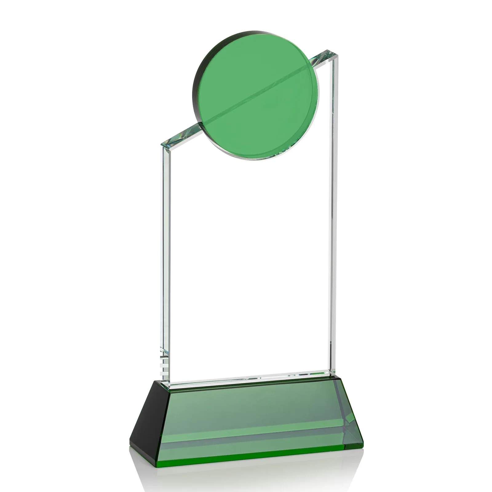 Personalized Optical Crystal Tower Award with Colored Crystal Disc Inset, awards for safety achievement programs