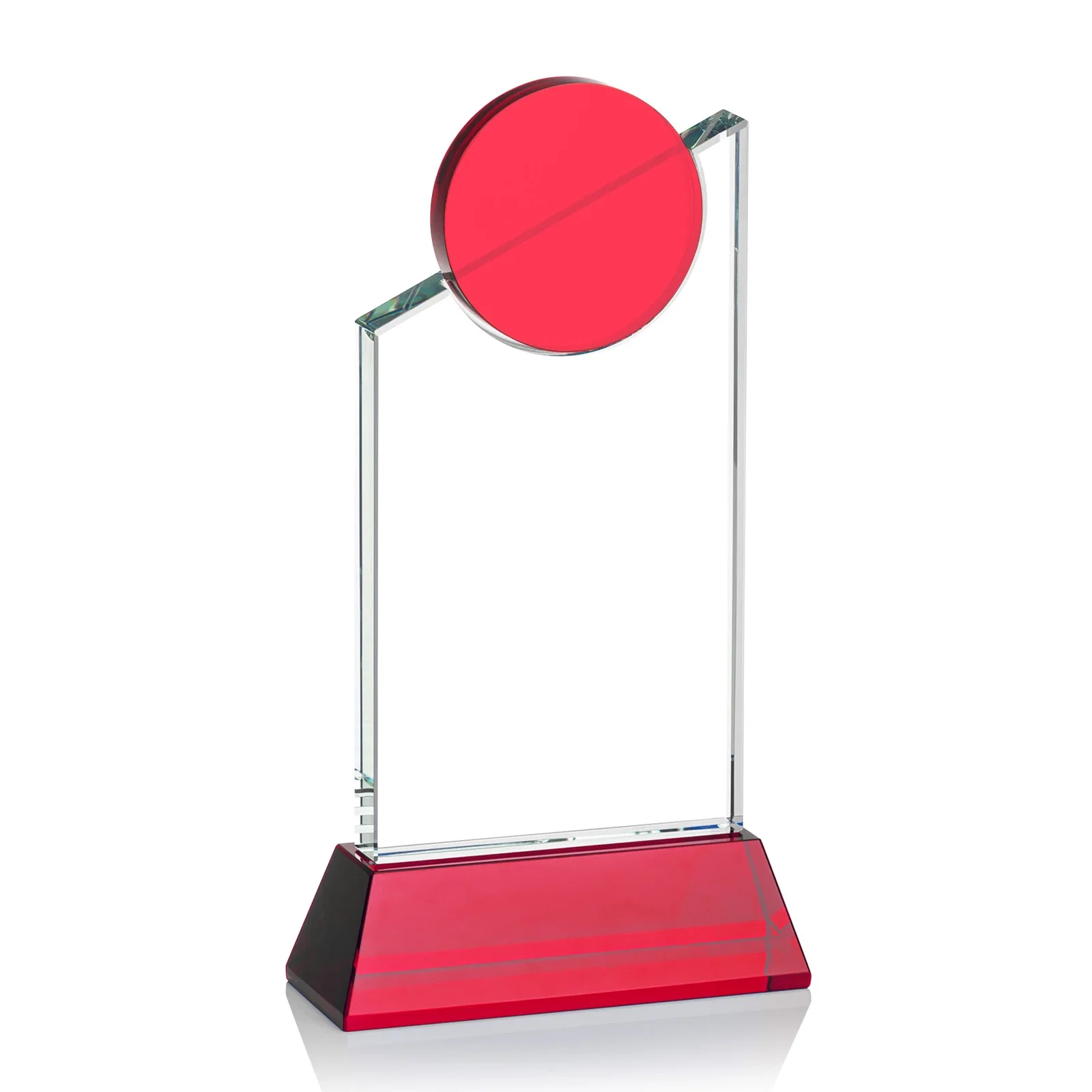 Personalized Optical Crystal Tower Award with Colored Crystal Disc Inset, awards for volunteer appreciation