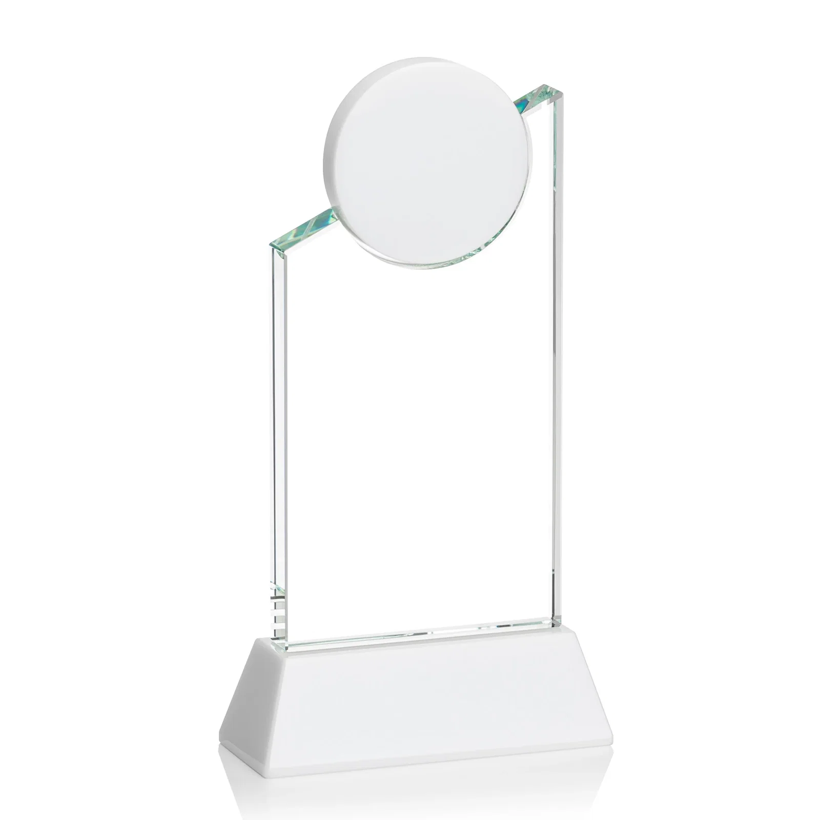 Personalized Optical Crystal Tower Award with Colored Crystal Disc Inset, awards for company anniversary events