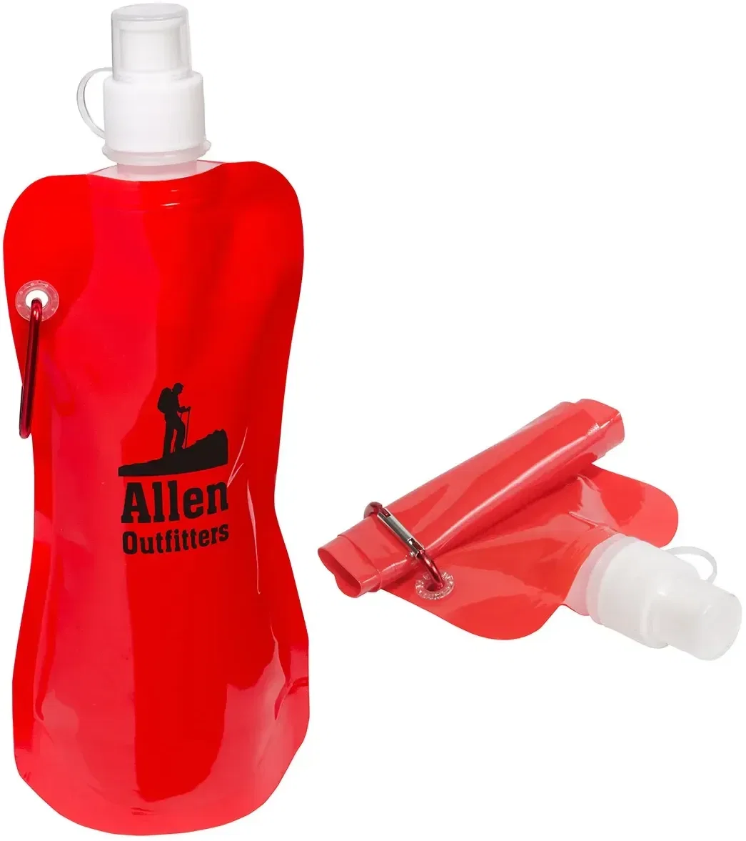 Custom Flex Foldable 16 oz bottle rolled flat when empty, branded travel giveaway