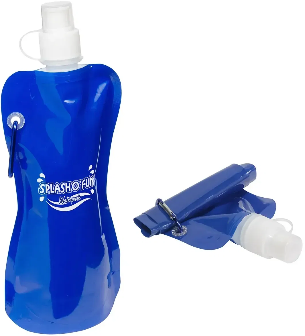 Custom Flex Foldable water bottle top view showing cap and carabiner clip