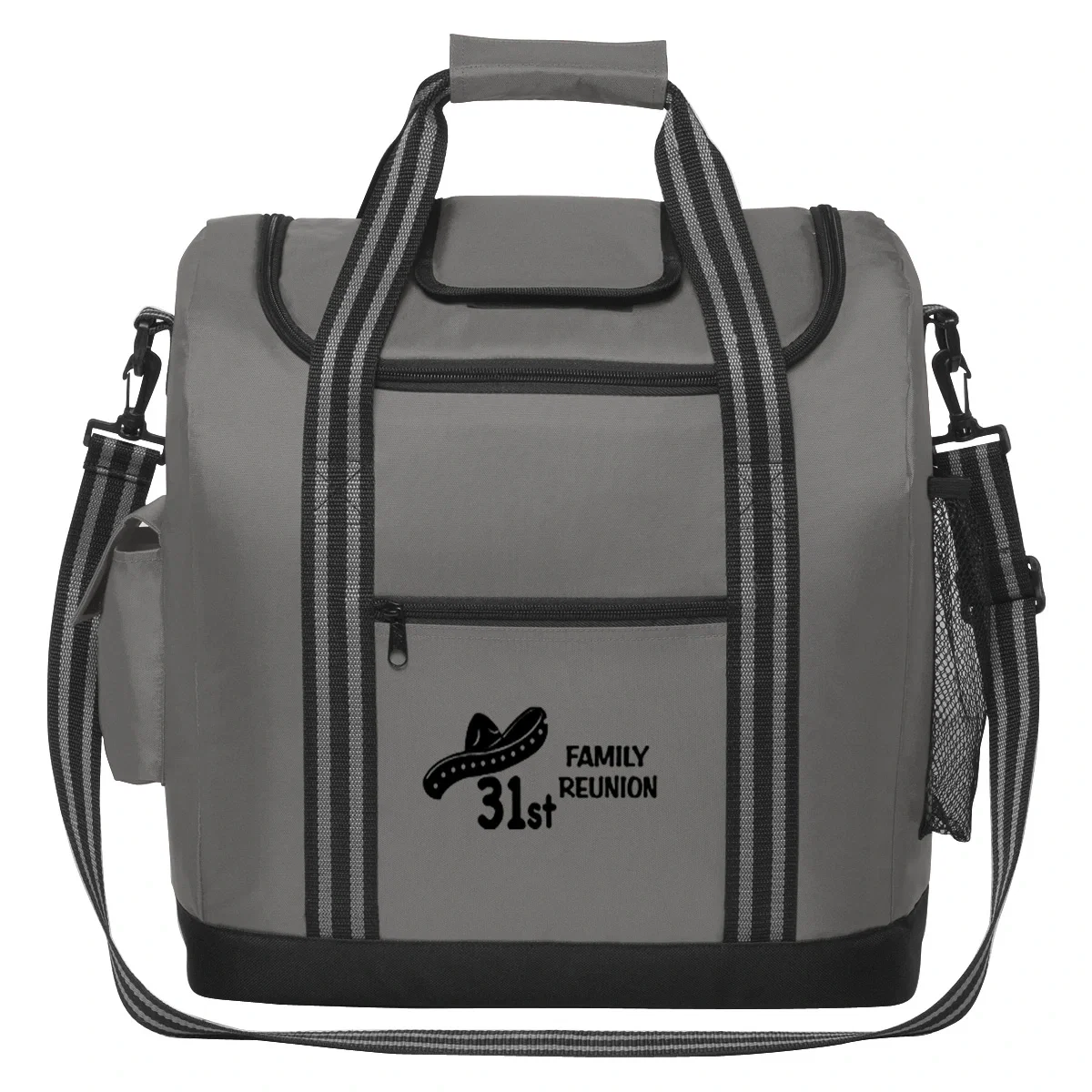 Shoulder strap crosses the body for longer carries