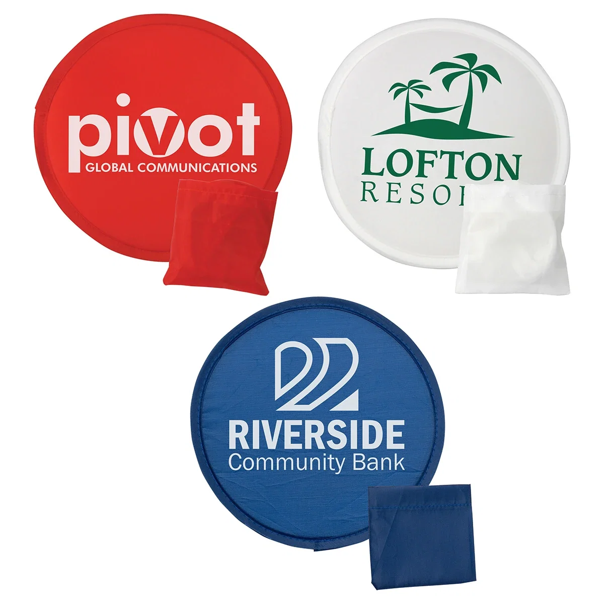 Branded Flip-Out Flyer fan folded compact into a ring, promotional festival giveaway