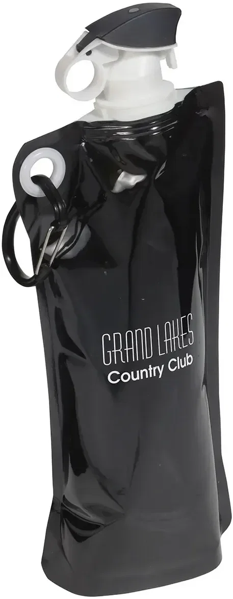 Branded foldable water bottle folded flat when empty, custom promotional 27 oz plastic bottle