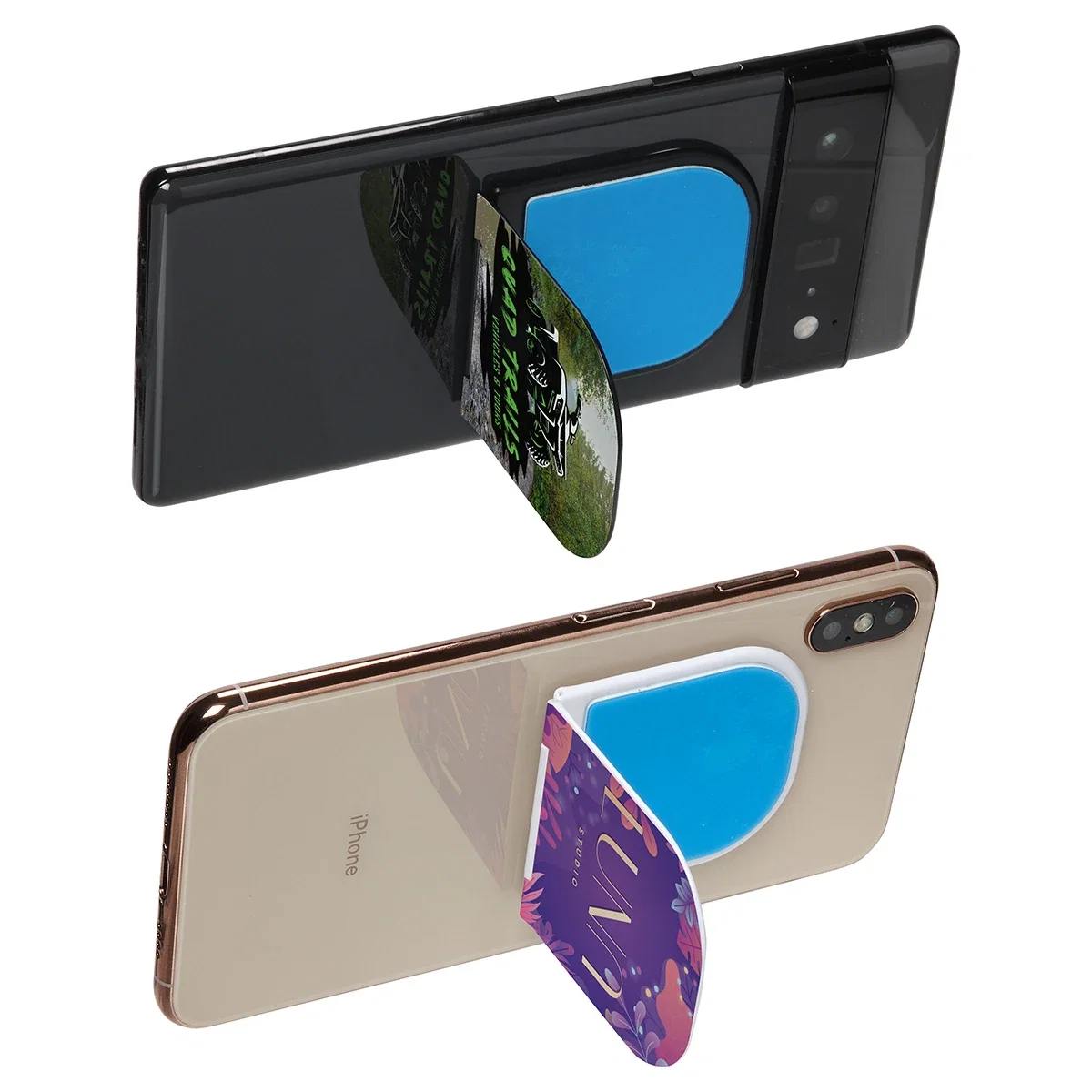 Custom Flipstik 3.0 Hands-Free Sticky Phone Stand, front view of the full color branded stand