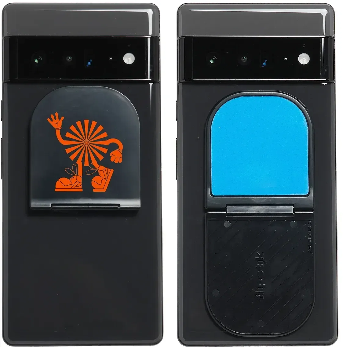 Branded Flipstik 3.0 phone stand holding a phone, propped upright