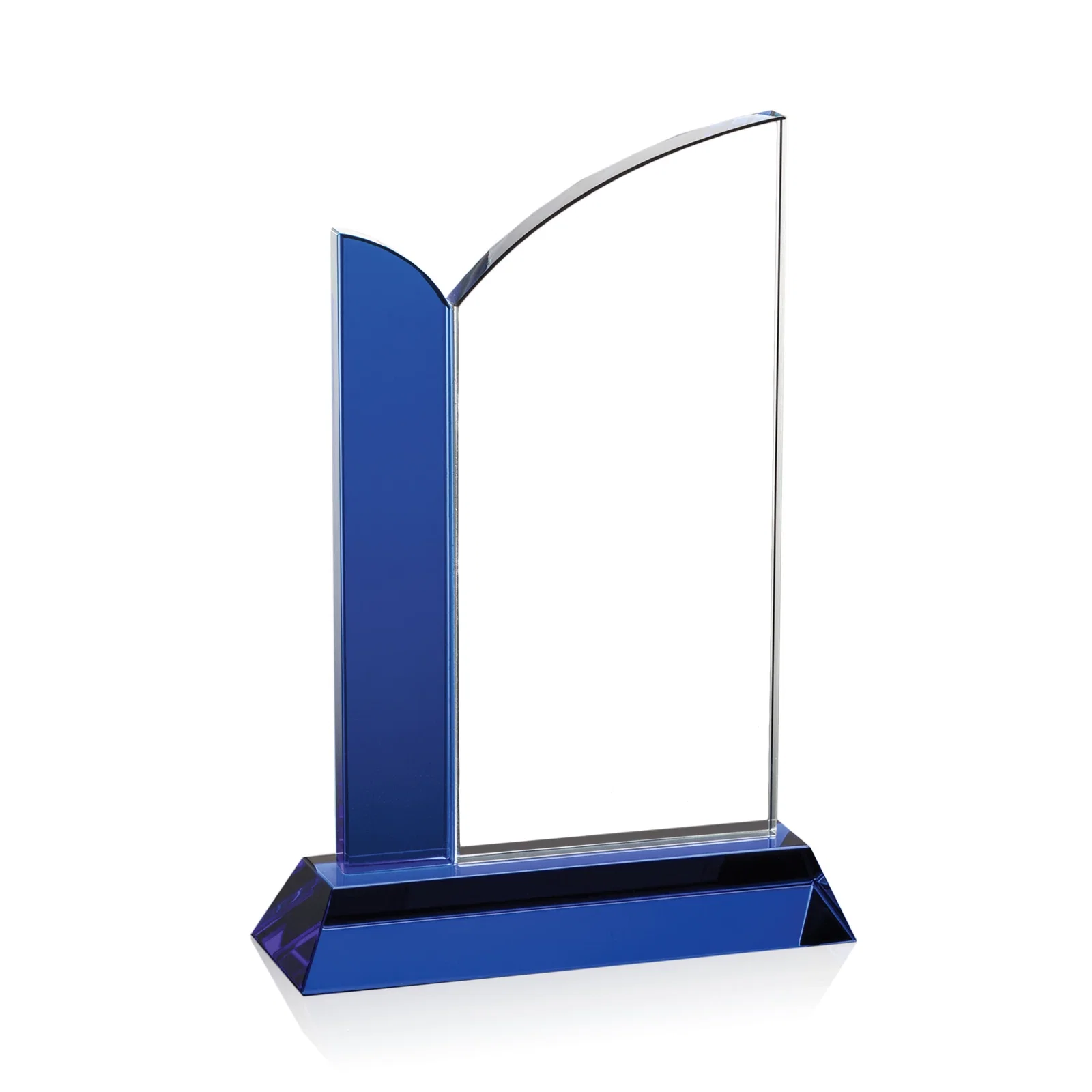 Floating Arch Crystal Award on Beveled Blue Base — view 6