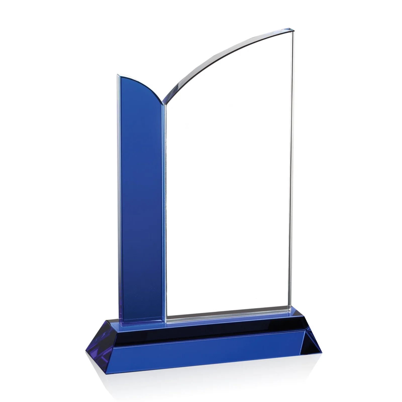 Floating Arch Crystal Award on Beveled Blue Base — view 8