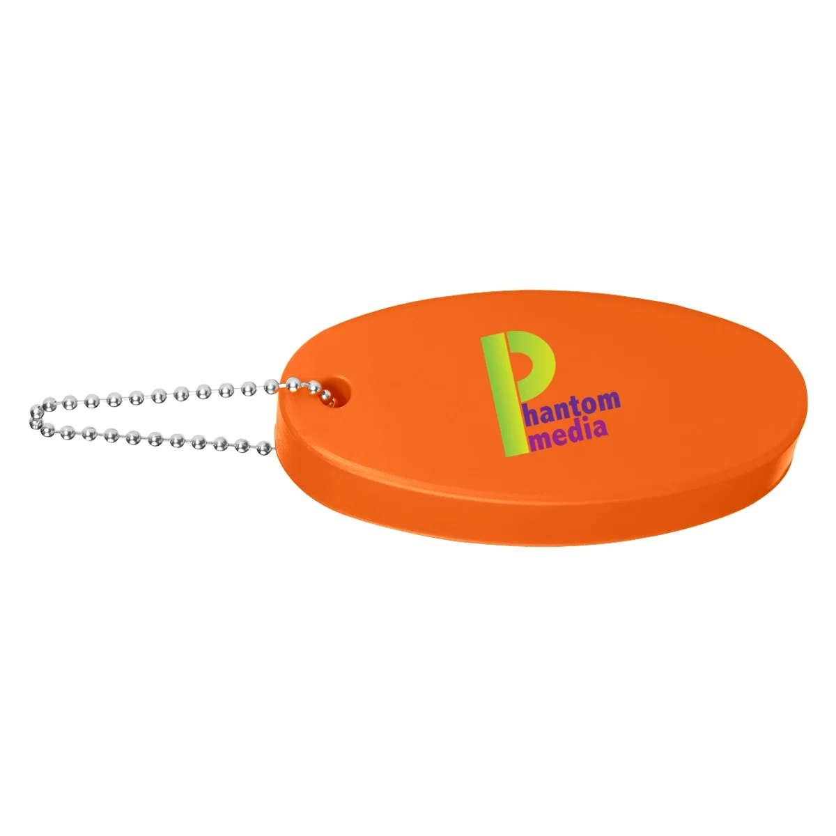 Lime green fob angled to show its thickness