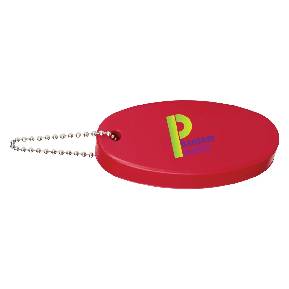 Orange keyring resting flat with the loop extended