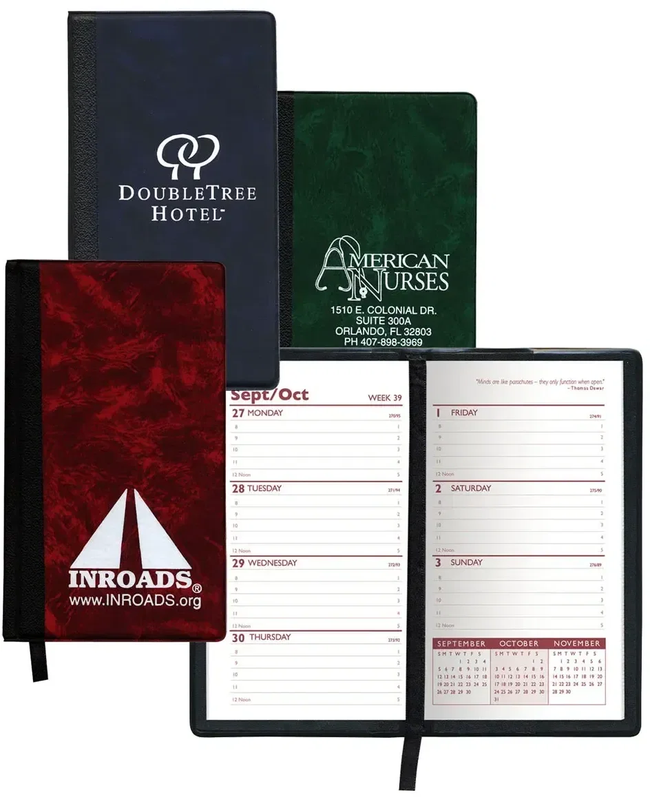 "Custom Logo Florence" - Personalized Designer 2-Tone Hard Cover Weekly Planner — view 3