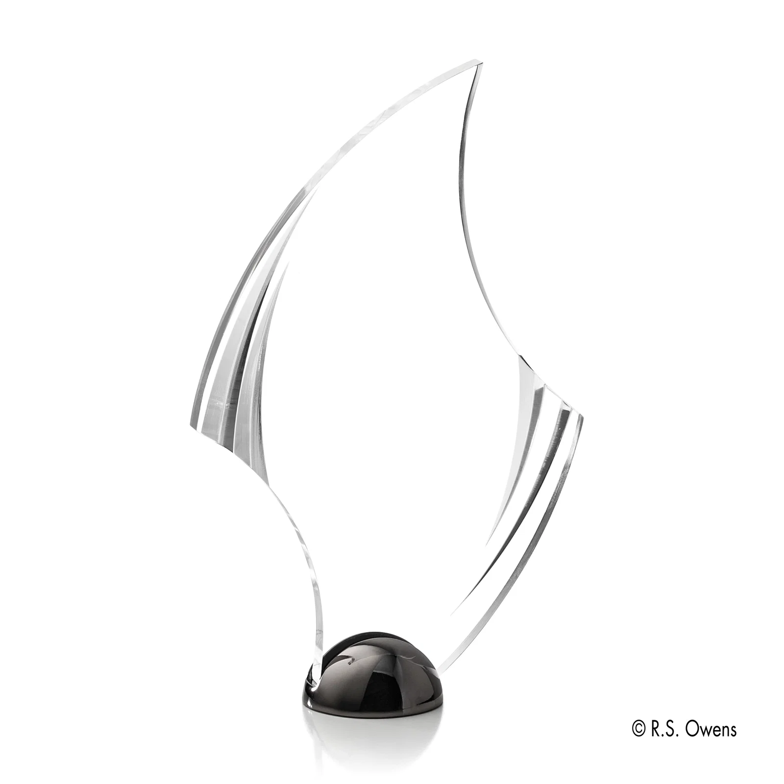 Personalized Acrylic Award with Carved Bevels on Cast Metal Hemisphere Base for team milestone celebrations
