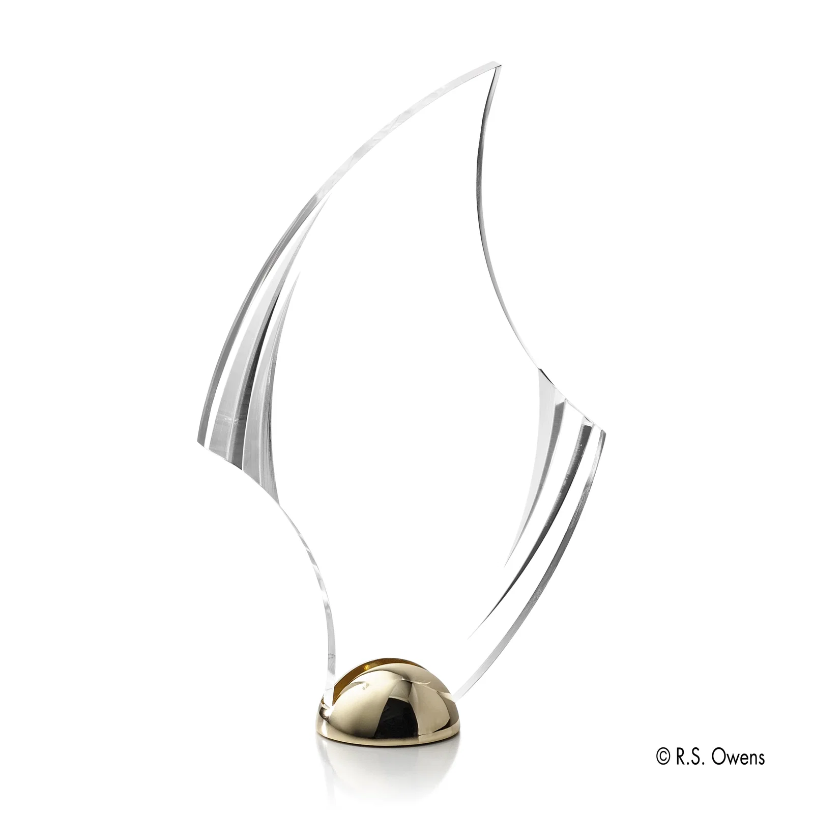 Personalized Acrylic Award with Carved Bevels on Cast Metal Hemisphere Base for donor appreciation