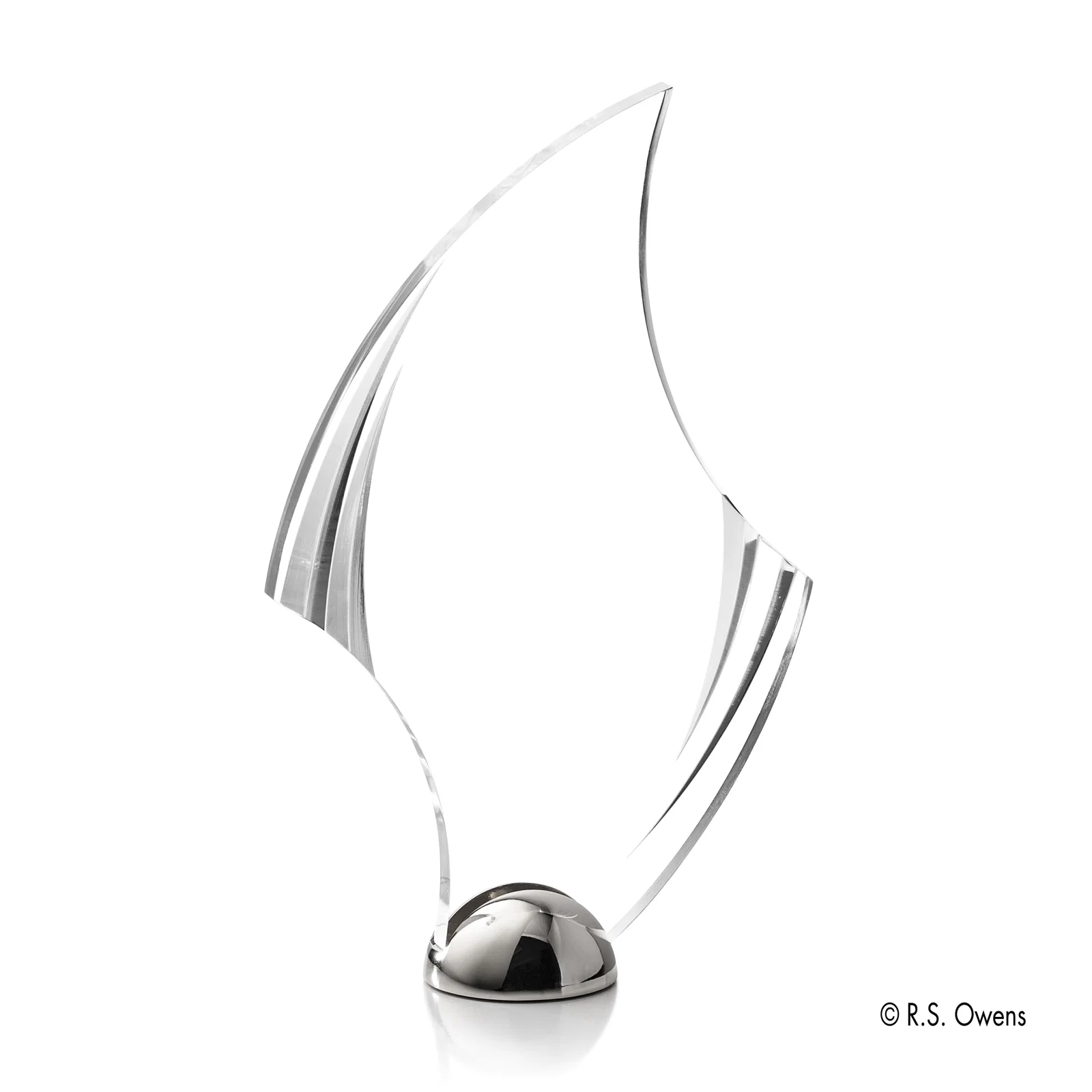 Personalized Acrylic Award with Carved Bevels on Cast Metal Hemisphere Base for graduation ceremonies