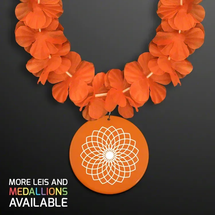 Flower Lei Necklace with Bright Color Medallion (Non-Light Up) — view 2