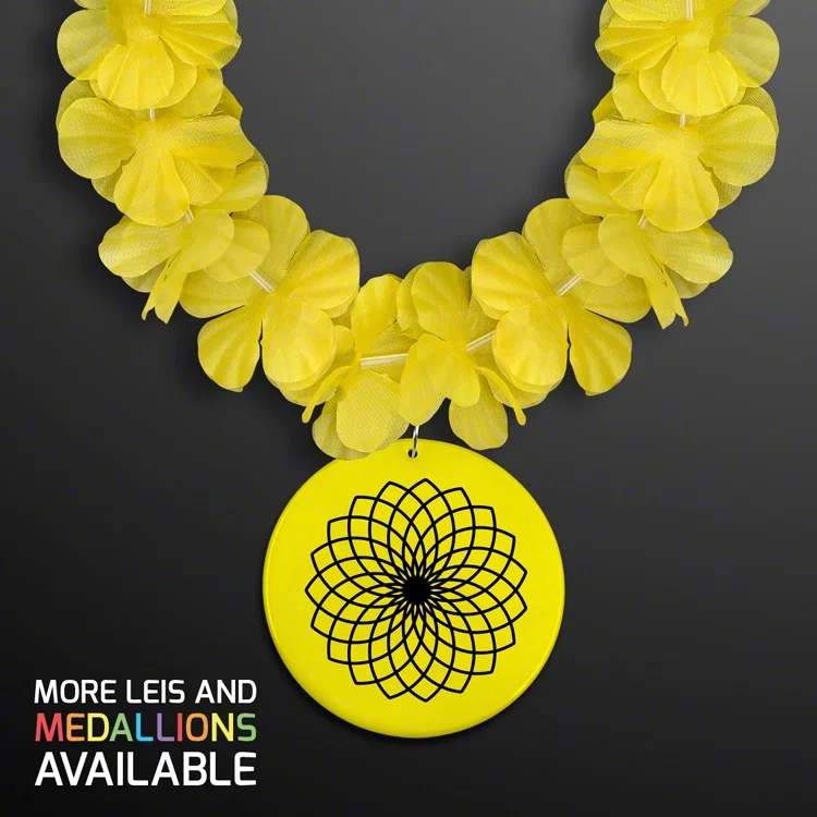 Flower Lei Necklace with Bright Color Medallion (Non-Light Up) — view 10