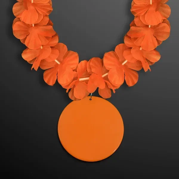 Flower Lei Necklace with Bright Color Medallion (Non-Light Up) — view 3