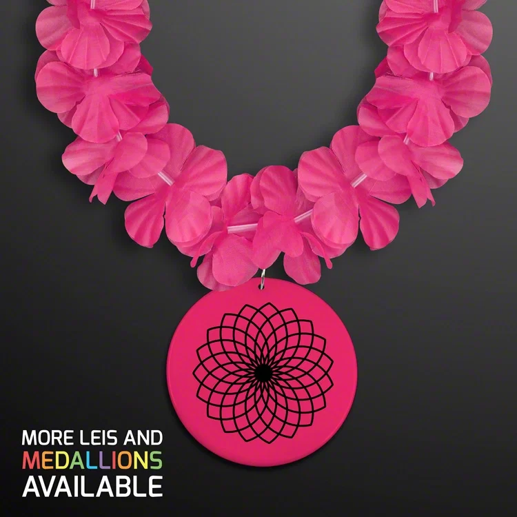 Flower Lei Necklace with Bright Color Medallion (Non-Light Up) — view 7