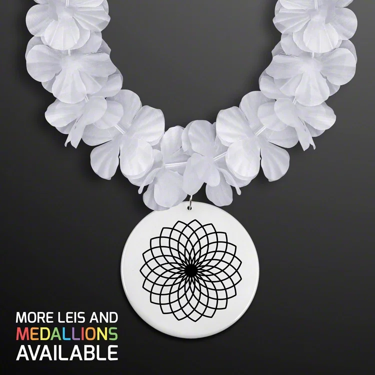 Flower Lei Necklace with Bright Color Medallion (Non-Light Up) — view 9