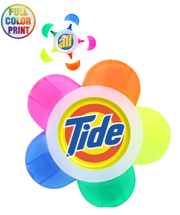 Flower-Shaped Multi-Colored Highlighters with Dome Print — view 2