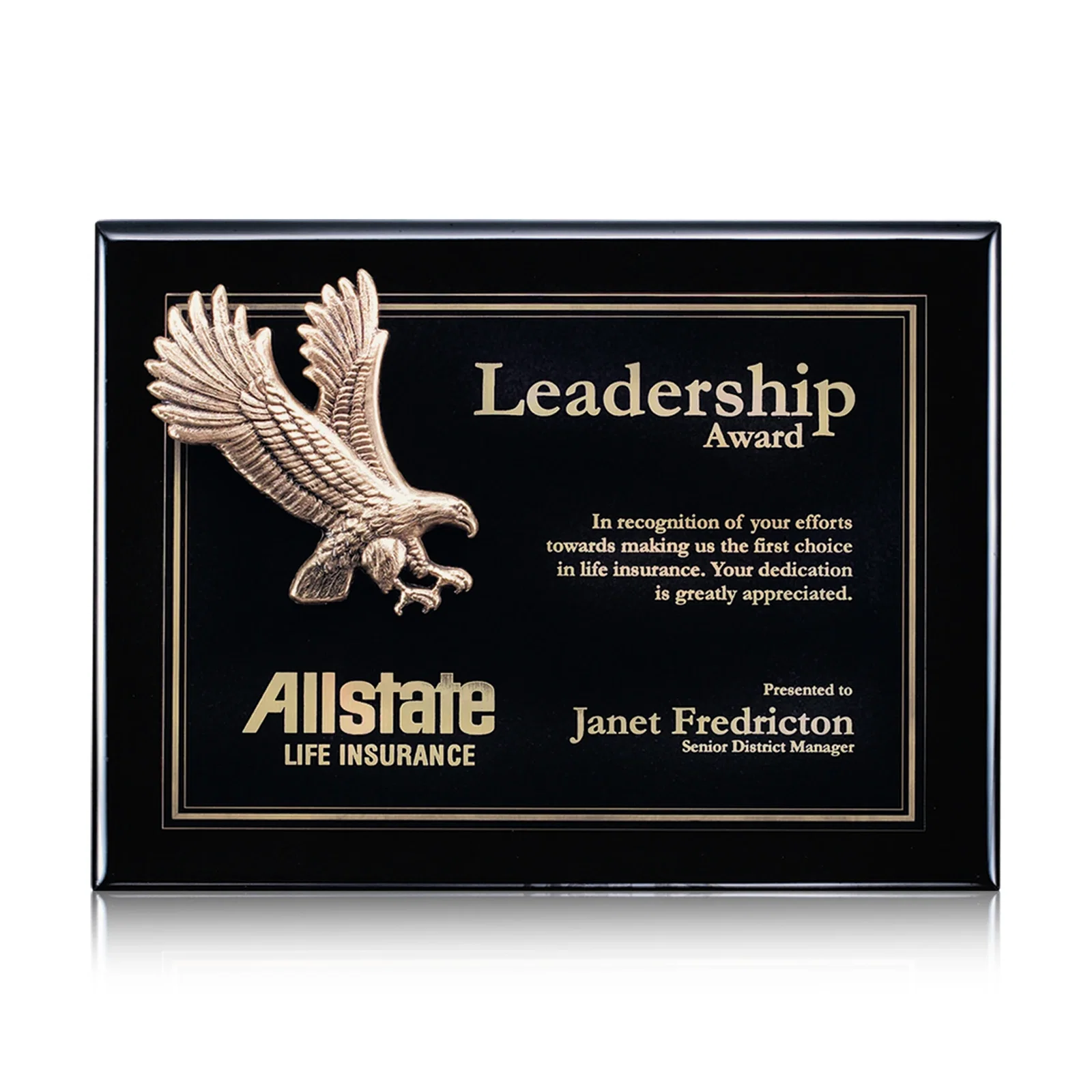 Custom Antique Eagle Perpetual Plaque In Fixed Black High-Gloss Finish for employee recognition