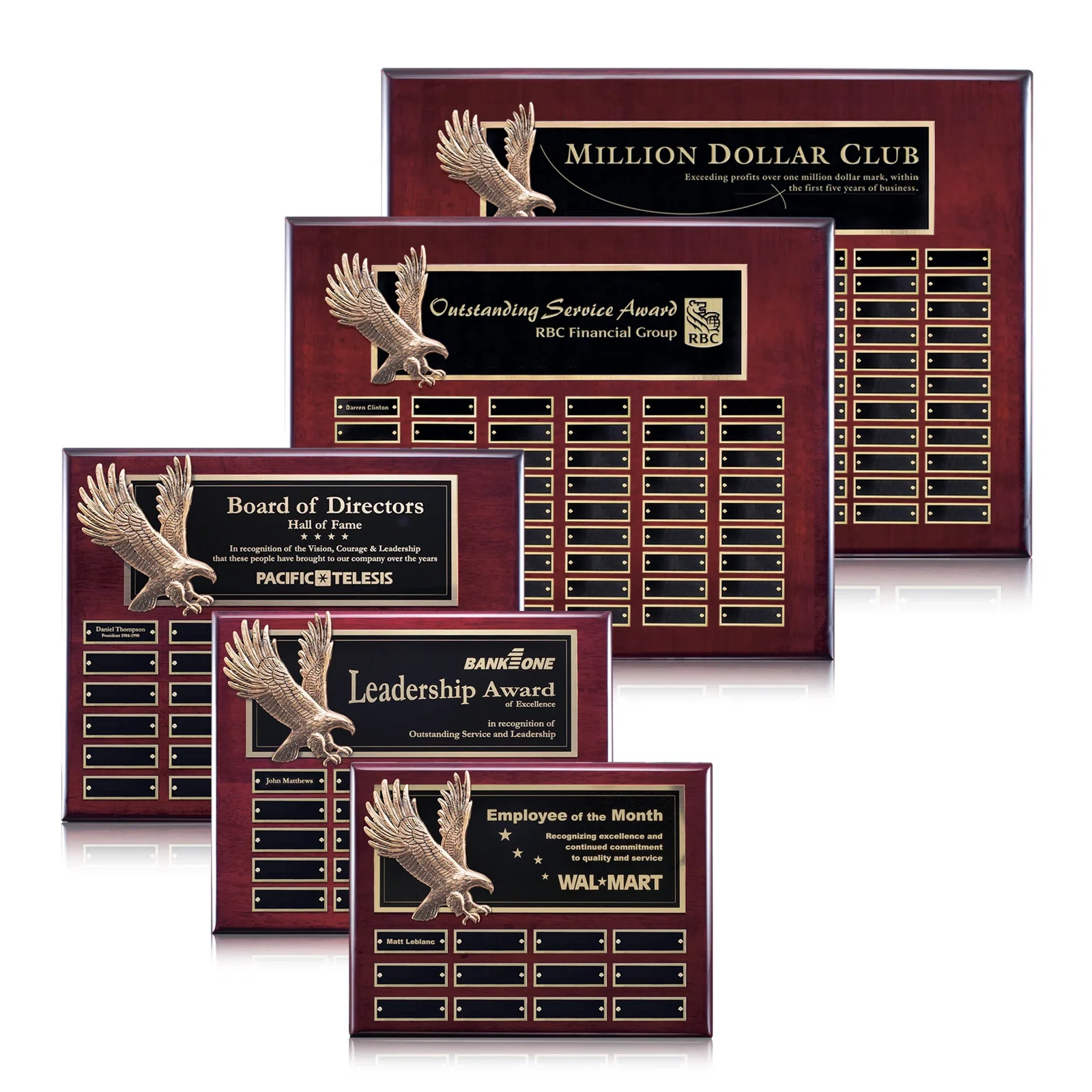 Custom Antique Eagle Perpetual Plaque With Twelve Engraving Plates for employee recognition