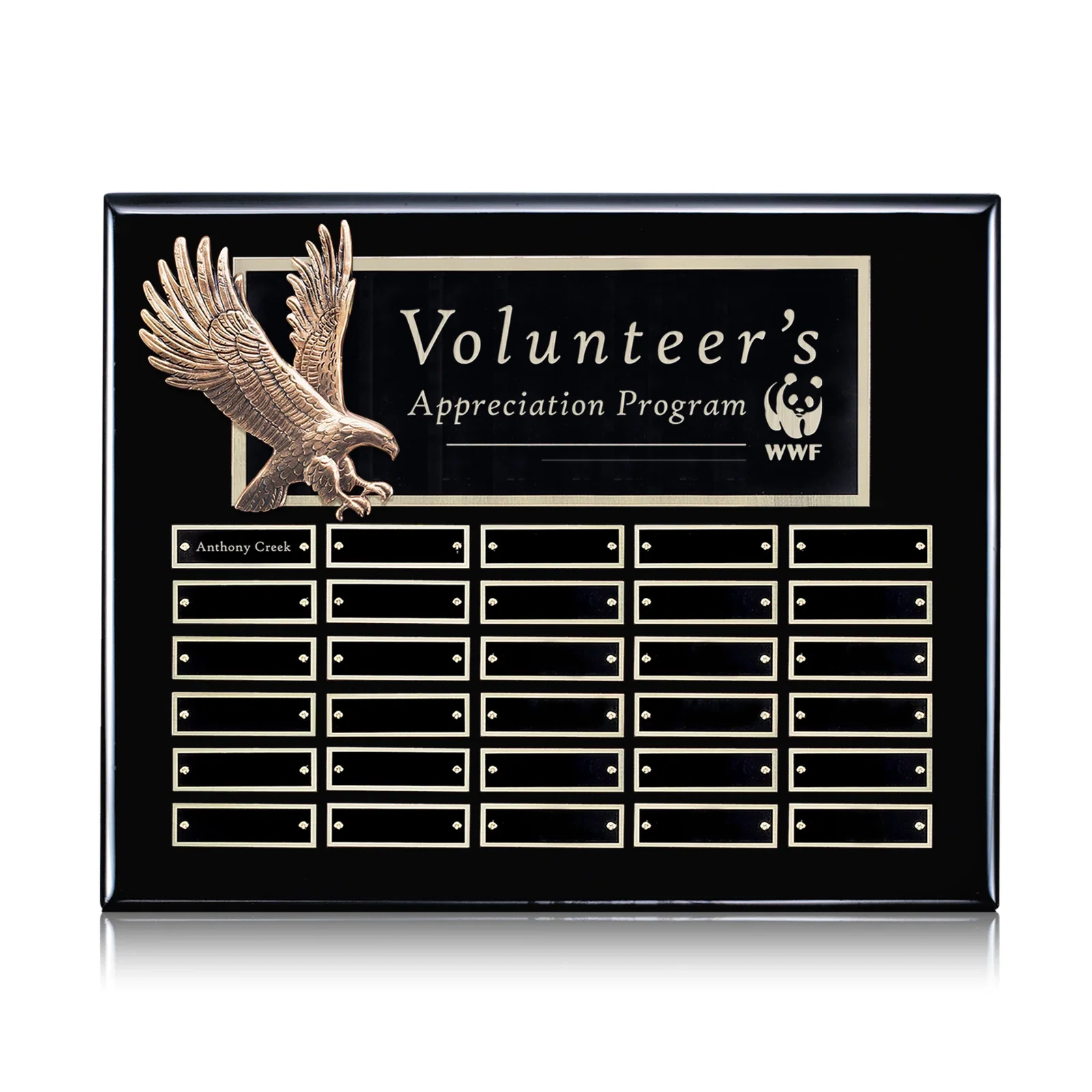 Custom Antique Eagle Perpetual Plaque With Twelve Engraving Plates for volunteer appreciation