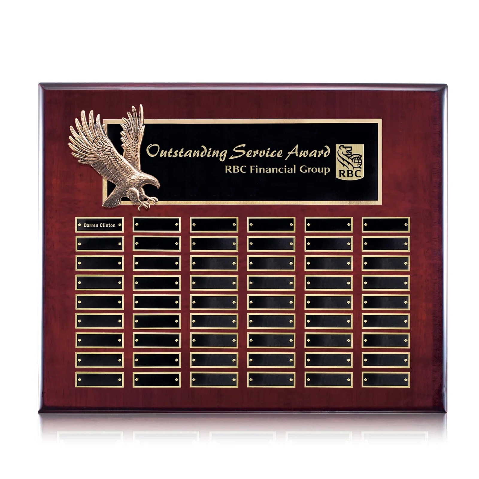 Custom Antique Eagle Perpetual Plaque With Twelve Engraving Plates for retirement presentations