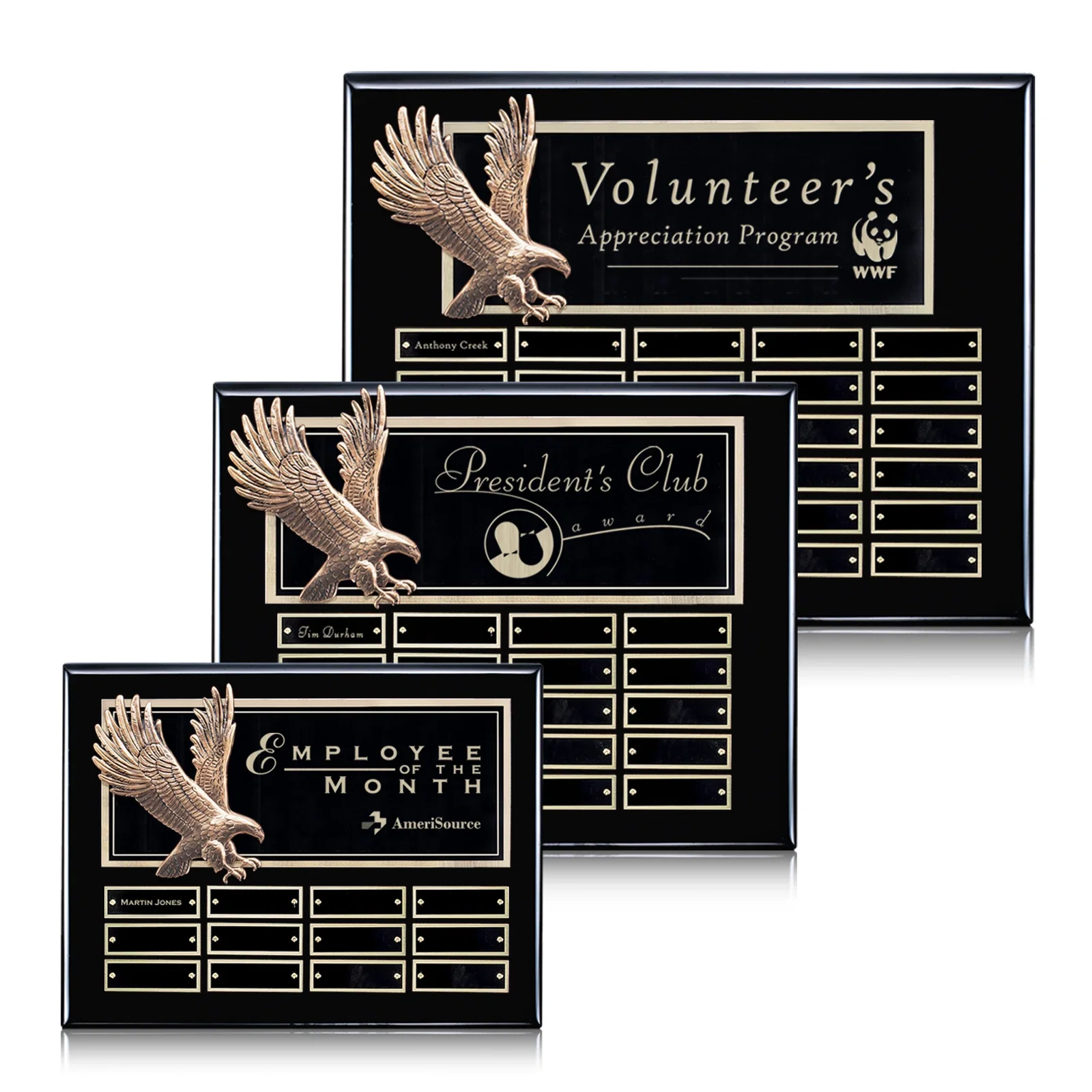 Custom Antique Eagle Perpetual Plaque With Twelve Engraving Plates for donor appreciation