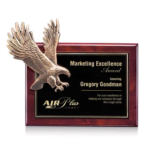 Solid Cast Antique Eagle Perpetual Plaque on Rosewood