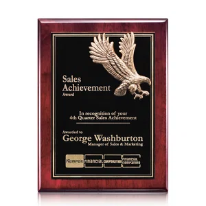 Antique Eagle Plaque On Rosewood Piano Finish, Eagle Above Plates