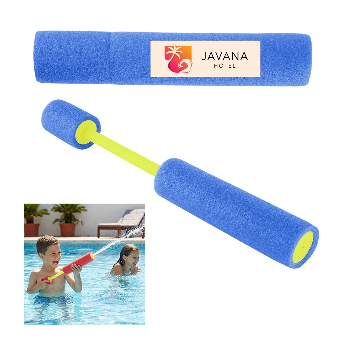 Aimed forward during a poolside water fight