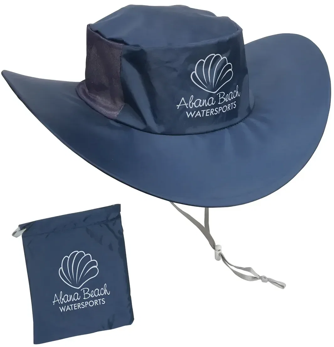 Branded Fold 'N Go packable bucket hat side view showing the brim