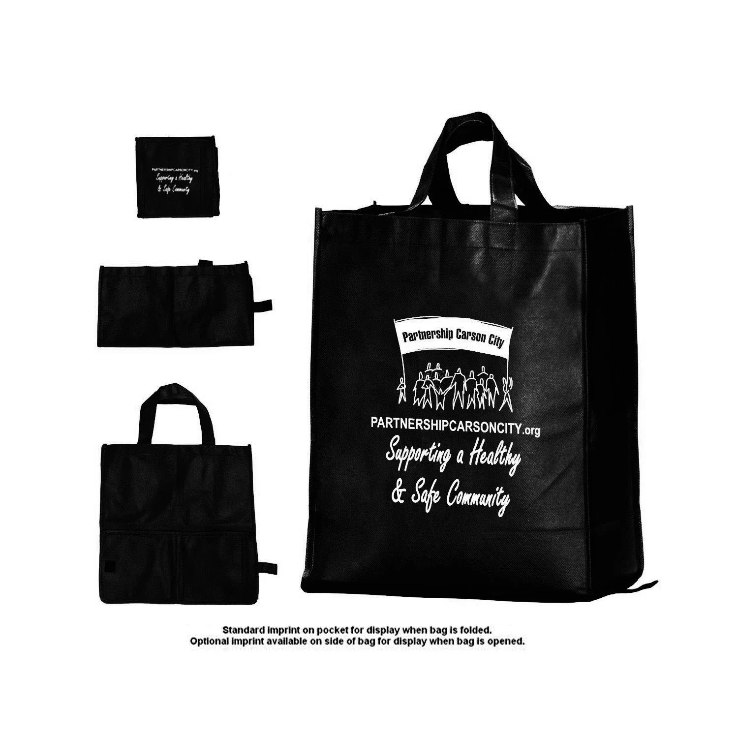 Folding Polytex Tote — Black — view 2