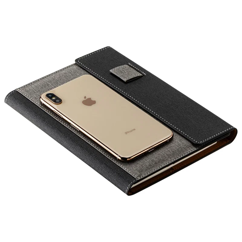 Angled view of the custom Folio Refillable Hardcover Journal