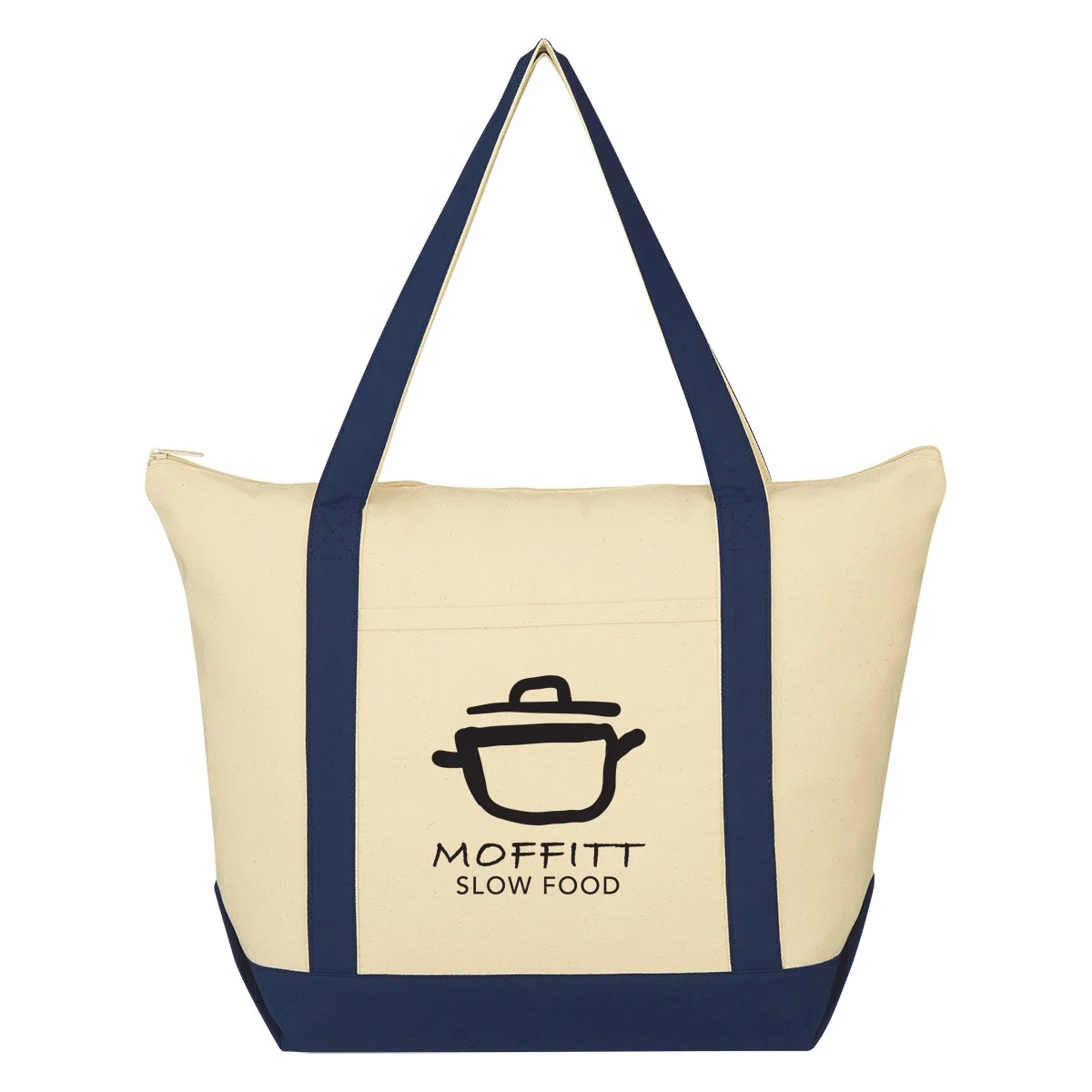 Natural cotton tote with contrast trim and twin handles