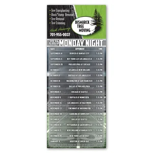 3.5 x 8.5 Inch Dual Football Schedule Magnet, Full-Color Imprint