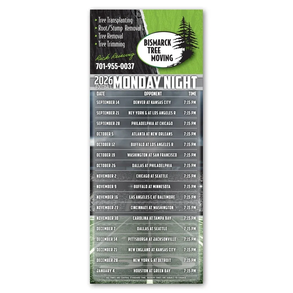 Dual Football Schedule Magnet 3.5 x 8.5 Inch
