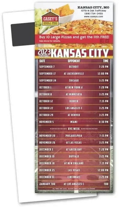 Football Schedule Magnetic Stick Up Card