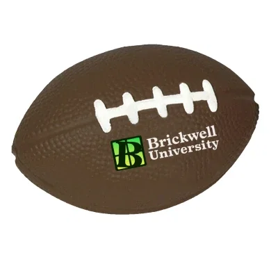 Football shaped stress reliever with molded lacing on top