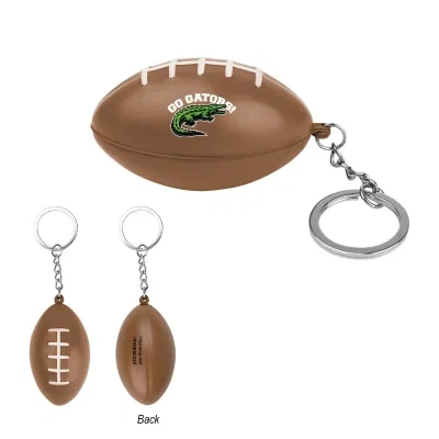 Football Stress Reliever Keychain, a custom logo football-shaped promotional stress ball on keys