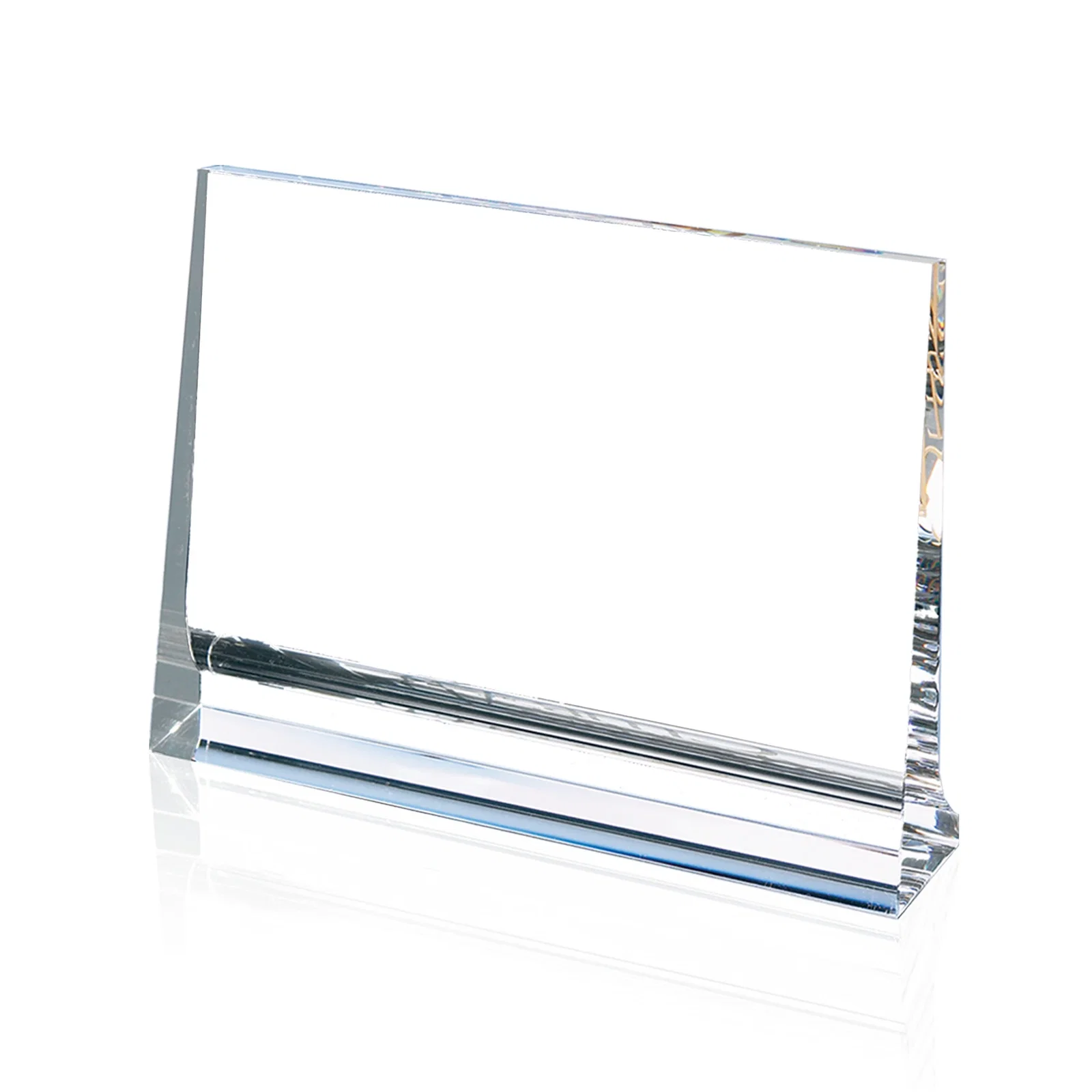 Custom Optical Crystal Horizontal Plaque with a Backward-Sloping Face for team milestone celebrations