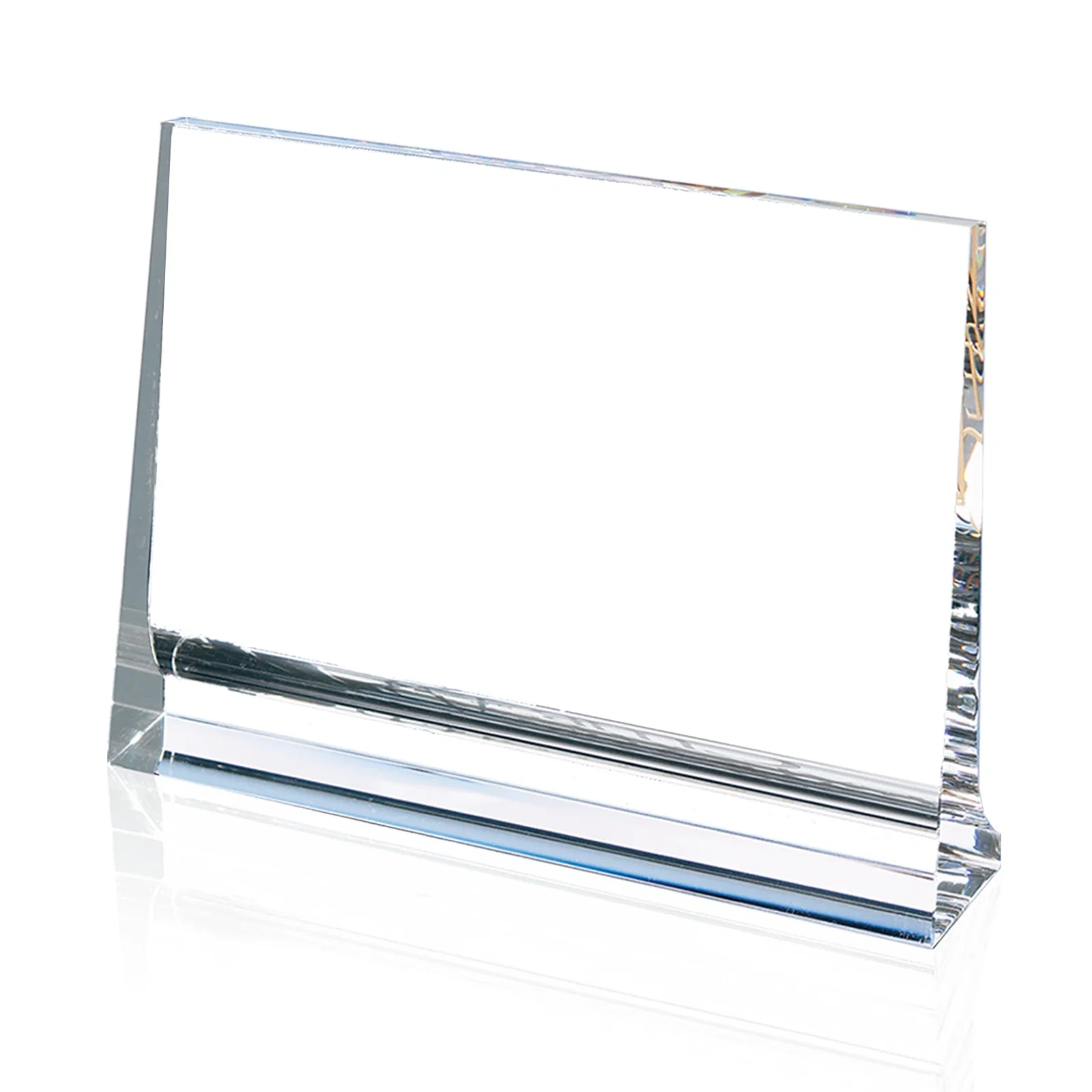 Custom Optical Crystal Horizontal Plaque with a Backward-Sloping Face for graduation ceremonies