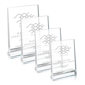 Optical Crystal Vertical Plaque with a Backward-Sloping Face