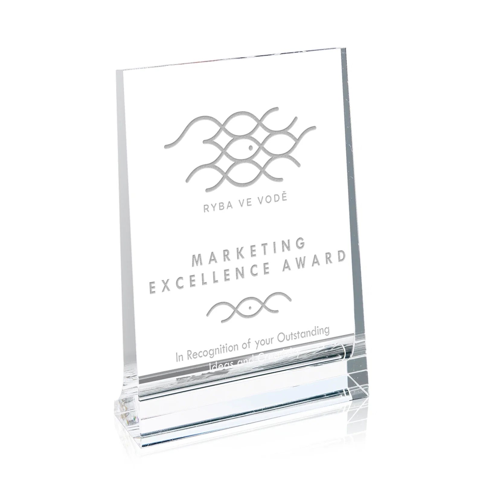 Custom Optical Crystal Vertical Plaque with a Backward-Sloping Face for corporate award ceremonies